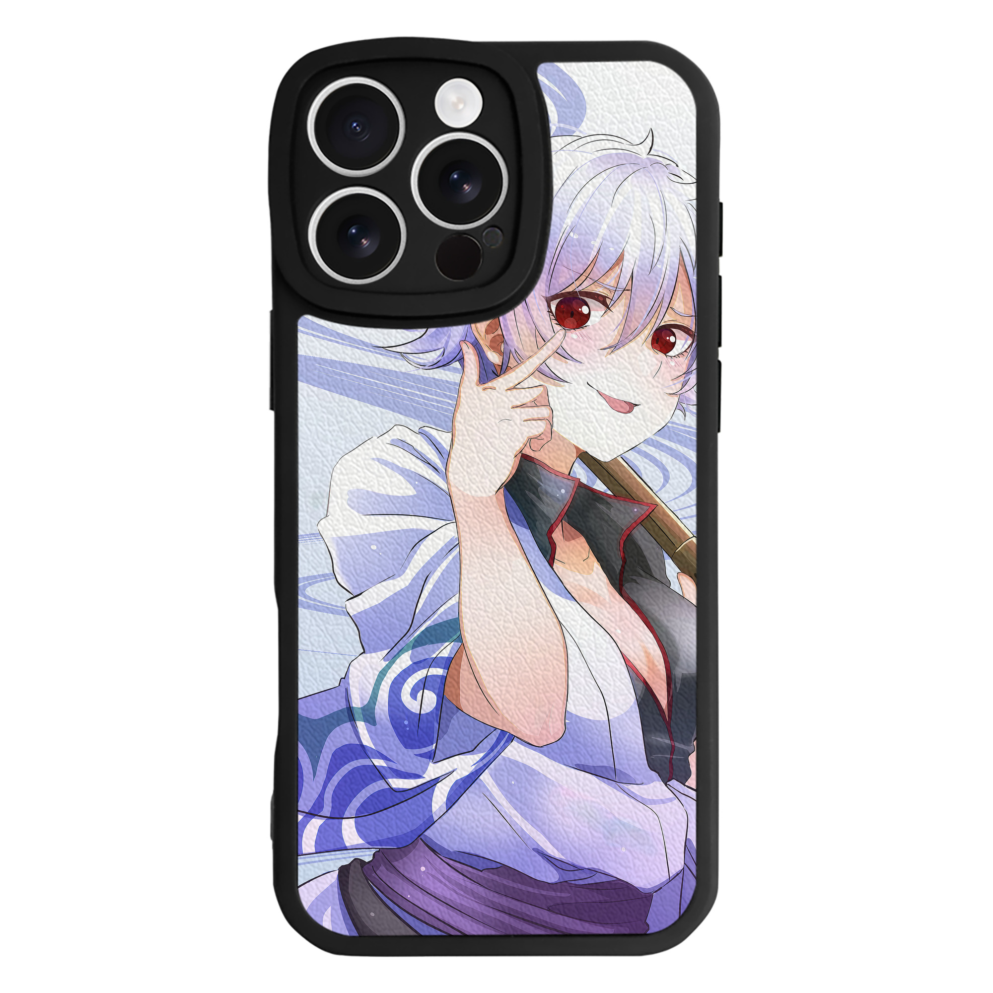 （画像用） ぎんたま 坂田銀時（さかたぎんとき） 神楽 志村新八（しむら しんぱち） GINTAMA Sakata Gintoki Kagura Shimura Shinpachi 【iPhone 16シリーズ対応】シリコンスマホケース（レザー調） 材質：シリコン